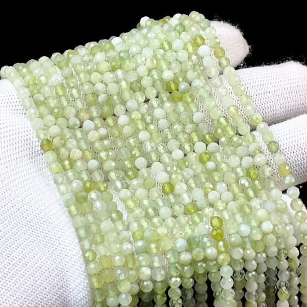 PROME 天然石・高品質 ・岫玉（しゅうぎょく）・ユウギョク・中国産・ミラーボールカット・3mm ...