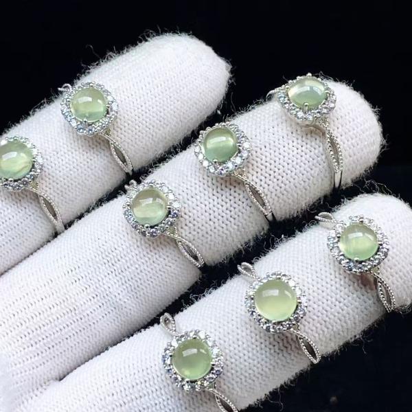 PROME 天然石 特別仕様品・限定品・再入荷不可・プレナイト・白銅指輪・フリーサイズ・P7018