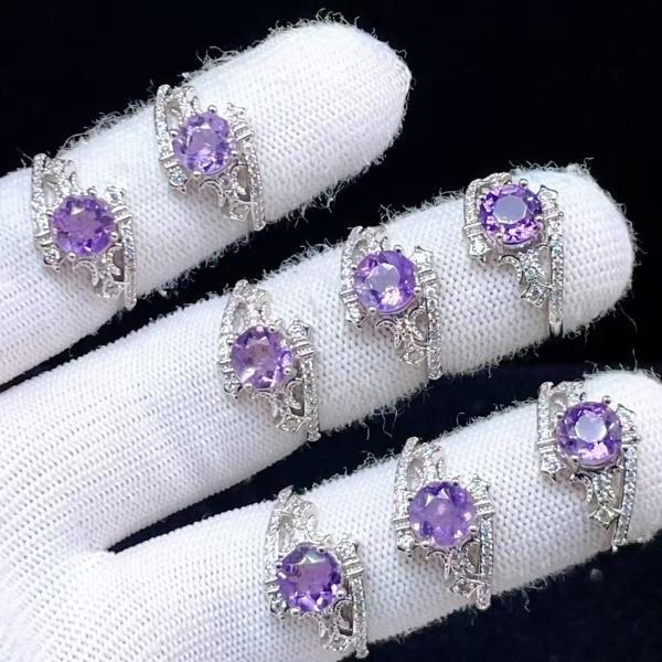 PROME 天然石 特別仕様品・限定品・再入荷不可・アメジスト・白銅指輪・フリーサイズ・p9034