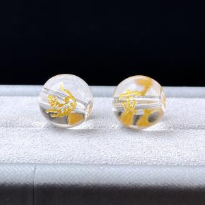 PROME・天然石・大人気・十二支・電圧合成水晶・寅・虎・10mm・貫通孔・彫刻品・パーツ P9194