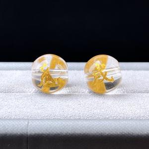 PROME・天然石・大人気・十二支・電圧合成水晶・戌・犬・10mm・貫通孔・彫刻品・パーツ P9207