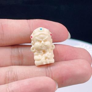 PROME 天然石 アイボリーナッツ（象牙椰子） チベット密教の護法神 貫通孔 P9379