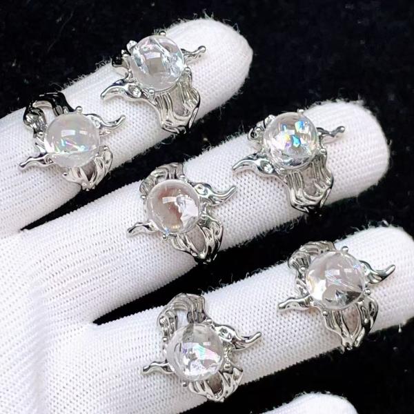 PROME 天然石 特別仕様品・限定品・再入荷不可・アイリスクオーツ・白銅指輪・フリーサイズ・P95...