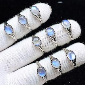 PROME 天然石 特別仕様品・限定品・再入荷不可・ブルームーンストーン・白銅指輪・フリーサイズ・ P9833