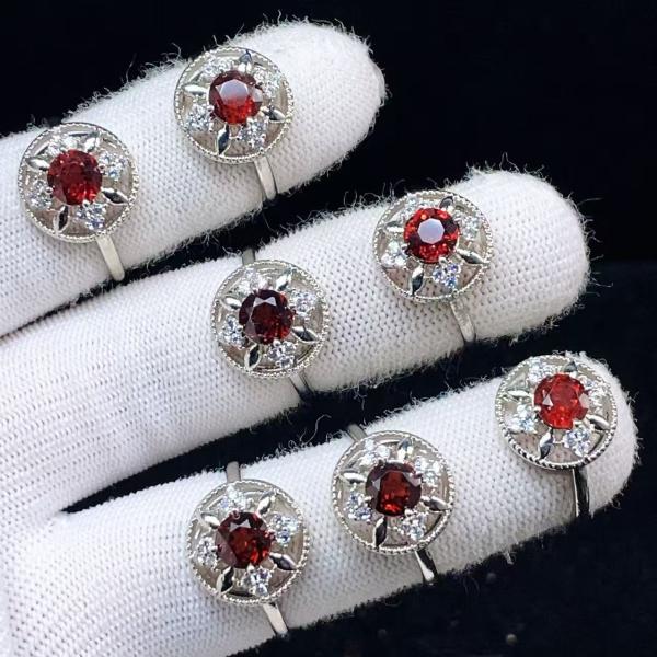 PROME 天然石 特別仕様品・限定品・再入荷不可・ガーネット・白銅指輪・フリーサイズ・p9892