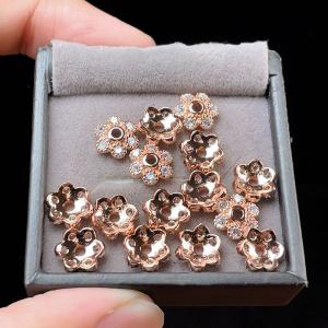 PROME コッパー（銅）ビーズキャップ 【9x9x3mm】 【10mmサイズの玉に使用するのおすすめ！】ローズゴールドカラーのコーティング V20940