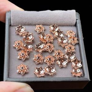 PROME コッパー（銅）ビーズキャップ 【7x7x2.5mm】【8mmサイズの玉に使用するのおすすめ！】 ローズゴールドカラーのコーティング V20945