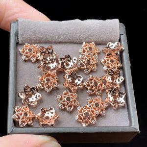 PROME コッパー（銅）ビーズキャップ 【9x9x3mm】【10mmサイズの玉に使用するのおすすめ！】 ローズゴールドカラーのコーティング V20948