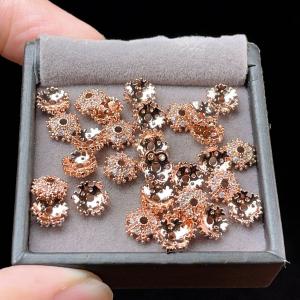 PROME コッパー（銅）ビーズキャップ 【7x7x3mm】【8mmサイズの玉に使用するのおすすめ！】 ローズゴールドカラーのコーティング V20952