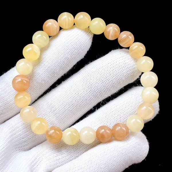 PROME 天然石 一点物・イエローカルサイト・Yellow Calcite・メキシコ産・ブレスレッ...