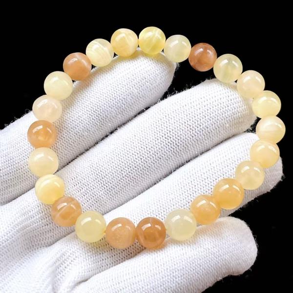 PROME 天然石 一点物・イエローカルサイト・Yellow Calcite・メキシコ産・ブレスレッ...