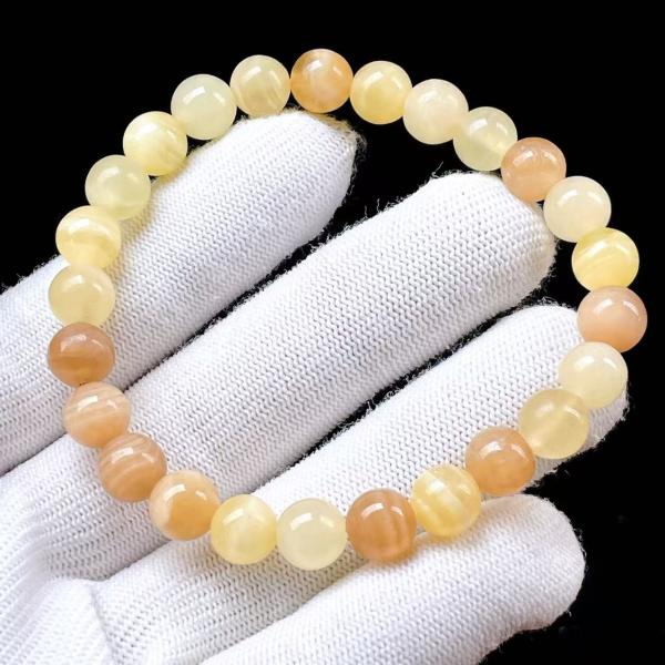 PROME 天然石 一点物・イエローカルサイト・Yellow Calcite・メキシコ産・ブレスレッ...