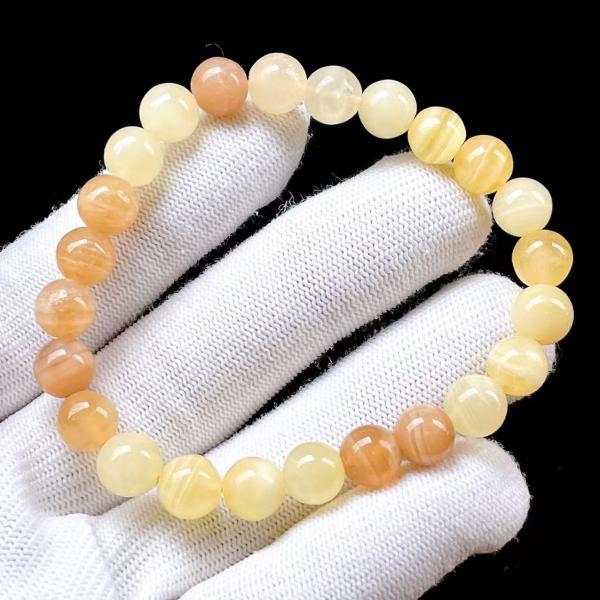 PROME 天然石 一点物・イエローカルサイト・Yellow Calcite・メキシコ産・ブレスレッ...
