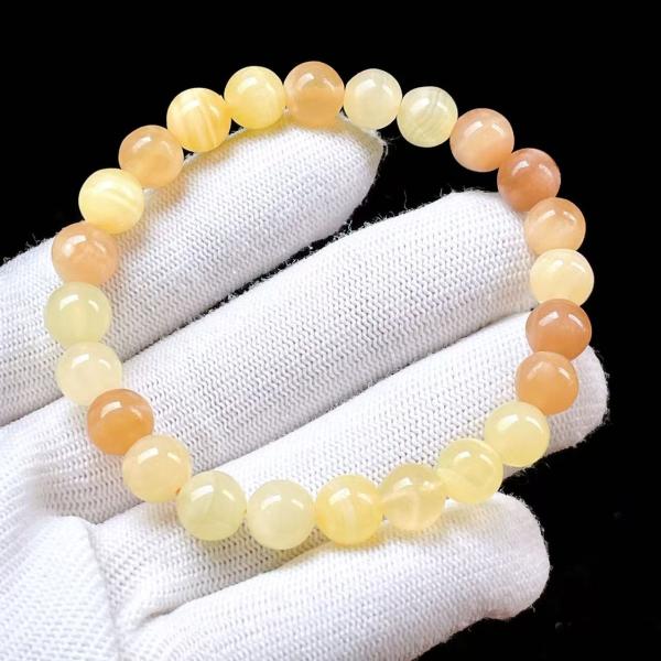 PROME 天然石 一点物・イエローカルサイト・Yellow Calcite・メキシコ産・ブレスレッ...