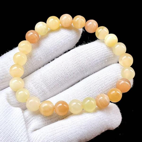 PROME 天然石 一点物・イエローカルサイト・Yellow Calcite・メキシコ産・ブレスレッ...