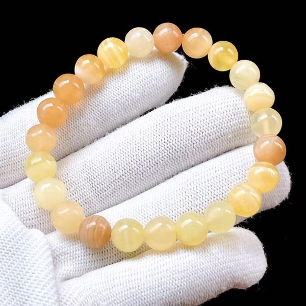 PROME 天然石 一点物・イエローカルサイト・Yellow Calcite・メキシコ産・ブレスレッ...