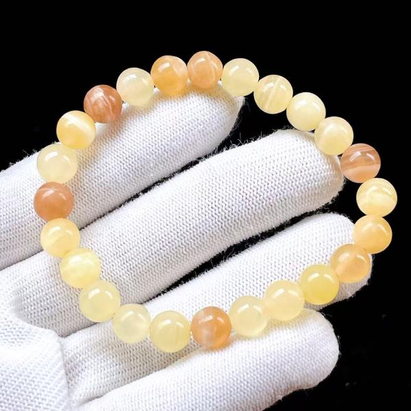 PROME 天然石 一点物・イエローカルサイト・Yellow Calcite・メキシコ産・ブレスレッ...