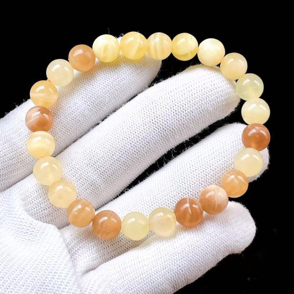 PROME 天然石 一点物・イエローカルサイト・Yellow Calcite・メキシコ産・ブレスレッ...