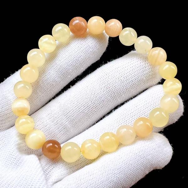 PROME 天然石 一点物・イエローカルサイト・Yellow Calcite・メキシコ産・ブレスレッ...