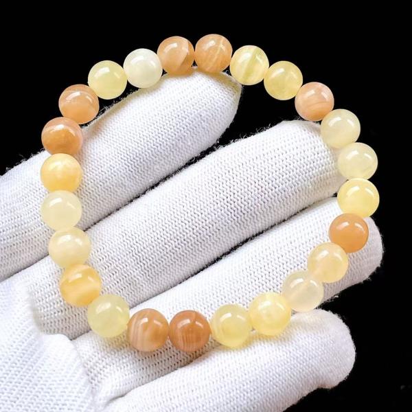 PROME 天然石 一点物・イエローカルサイト・Yellow Calcite・メキシコ産・ブレスレッ...