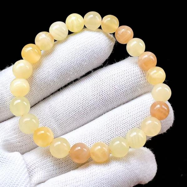 PROME 天然石 一点物・イエローカルサイト・Yellow Calcite・メキシコ産・ブレスレッ...