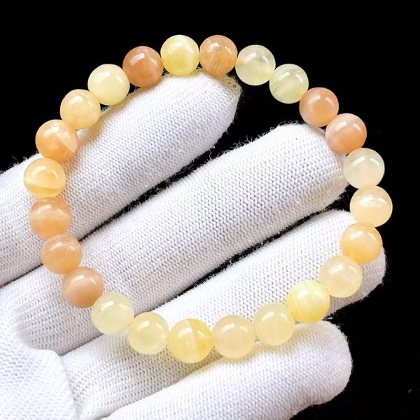 PROME 天然石 一点物・イエローカルサイト・Yellow Calcite・メキシコ産・ブレスレッ...
