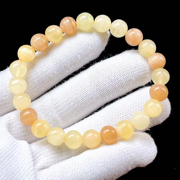 PROME 天然石 一点物・イエローカルサイト・Yellow Calcite・メキシコ産・ブレスレッ...