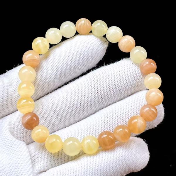 PROME 天然石 一点物・イエローカルサイト・Yellow Calcite・メキシコ産・ブレスレッ...