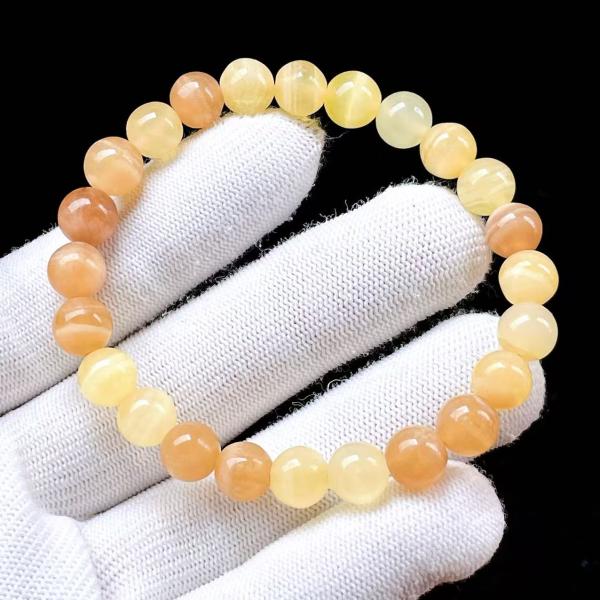 PROME 天然石 一点物・イエローカルサイト・Yellow Calcite・メキシコ産・ブレスレッ...