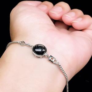 PROME 天然石【一点物】特別仕様品・ハイパーシーン・白銅・フリーサイズ・「ブレスレット兼アンクレット 2WAYデザイン」v61300