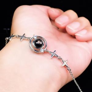 PROME 天然石【一点物】特別仕様品・ハイパーシーン・白銅・フリーサイズ・「ブレスレット兼アンクレット 2WAYデザイン」v61395