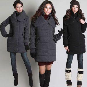 ダウンジャケット　レディース　リブ付　ハイスタンドカラー　ダウンジャケット