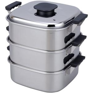 桃印 角蒸し器 3段24cm PE18-0ステンレス IH対応 ステンレス製 業務用