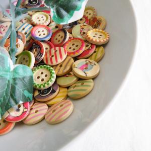 ＼選べる！かわいい ボタン／ウッド ボタン プリント