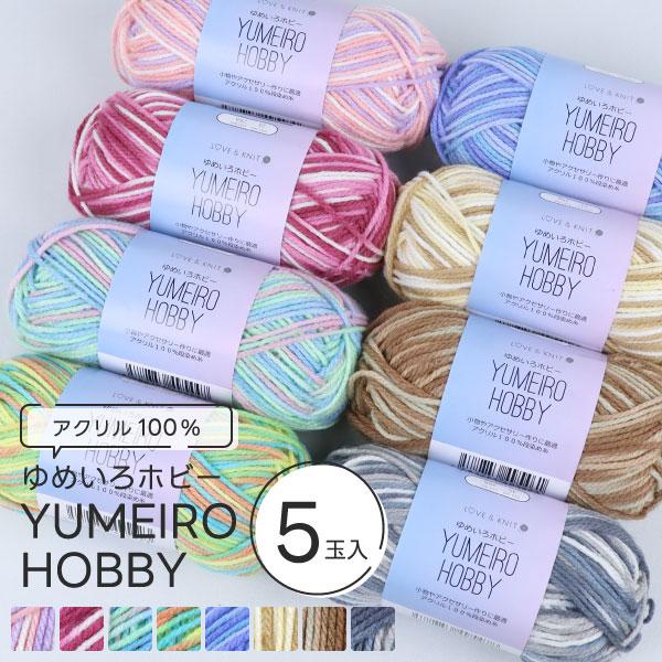 [同色5玉入] アクリル毛糸 段染め 毛糸 ゆめいろホビー 並太 約40g 約80m グラデーション...