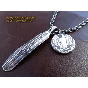 コイン フェザー ネックレス 銀貨 ペンダント シルバー インディアンジュエリー