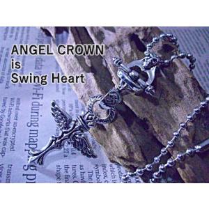 エンジェル　クロス　クラウン ネックレス　十字架　 ハードに造形された天使の羽根に心を奪われる｜gingesyo
