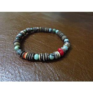 ターコイズ ココナッツ コーラル ブレスレット インディアンジュエリー エスニック