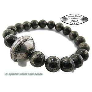 インディアンジュエリー ブレスレット 銀貨 コイン ナバホ マトリックス パイライト シルバー925...