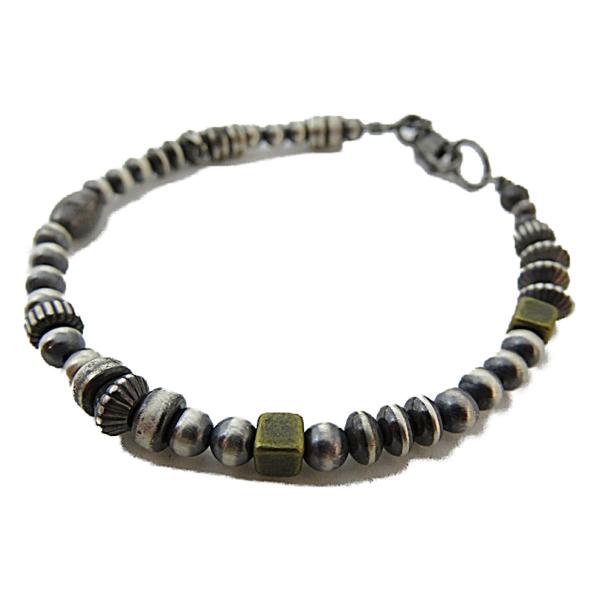 インディアンジュエリー ブレスレット ナバホパール シルバー925 金古美 INCA