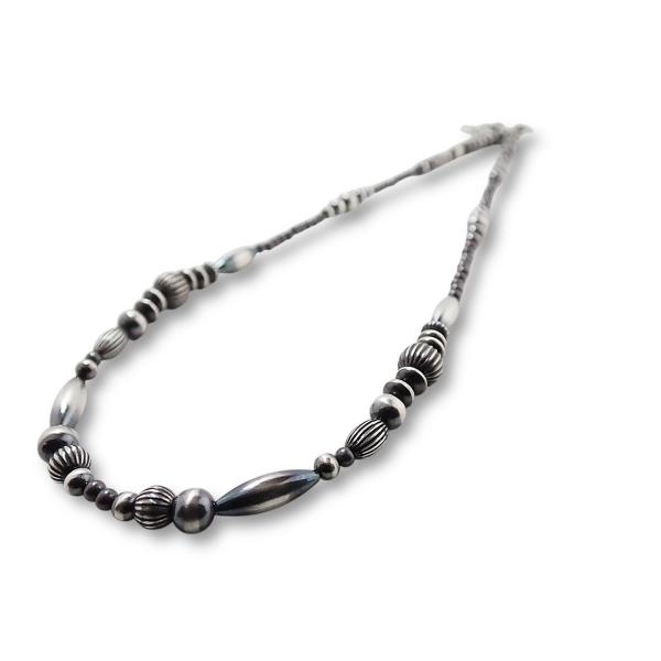 インディアンジュエリー ビーズ ネックレス シルバー925 チェーン ナバホ INCA