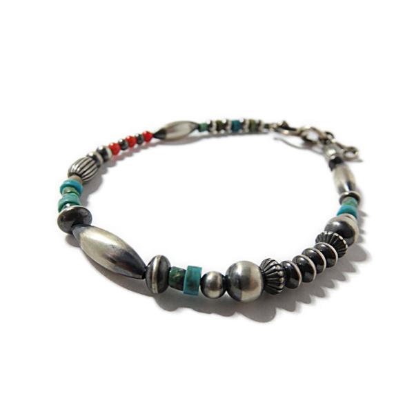 インディアンジュエリー ナバホパール ブレスレット ターコイズ シルバー925 コーラル INCA