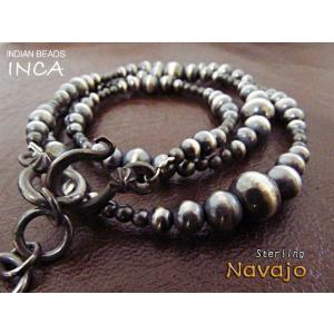 インディアンジュエリー ビーズネックレス ナバホパール グラデーション シルバー925 INCA