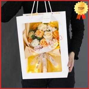 ソープフラワー花束花弁ブーケ石鹸のお花soapflowerボックス薔薇ひまわり向日葵ローズお祝い 花母の日