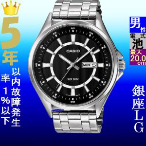 腕時計 メンズ カシオ クォーツ ケース幅45mm SCHON ステンレスベルト シルバー/ブラック色 CASIO 116QMTPE108D1A｜ginlux-don