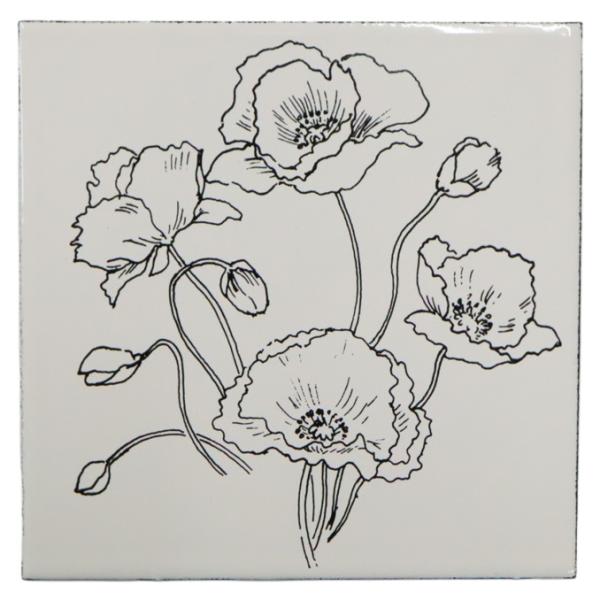 額用ホワイト／ポピー　８０×８０　★期間限定2026年2月〜4月