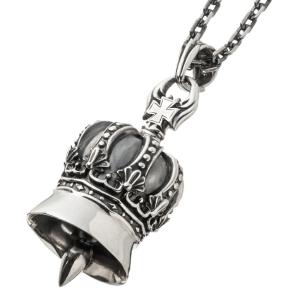 【左側】silver925、ベルネックレスチャーム アンティーク調 立体 ベル ペンダントトップ ネックレスチャーム