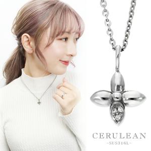 CERULEAN ダイヤモンド フラワー ステンレス ネックレス レディースネックレス サージカルステンレス 金属アレルギーフリー ペンダント アクセサリー｜ginnokura