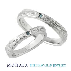 MOHALA モハラ ステンレス ハワイアンジュエリー スクロール ブルー