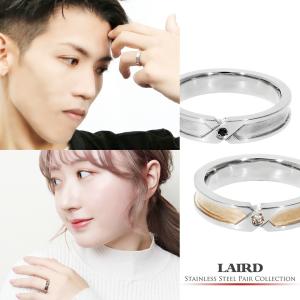 LAIRD レアド 天然 ダイヤモンド サンド クロスライン ステンレス ペア